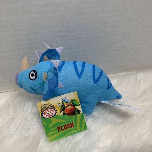 New Fuzzy Friends Dinosaur Blue Triceratops 7 in L Plush Stuffed Animal Toy - Picture 1 of 3